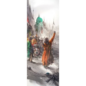 Ali Abbas, 11 x 30 inch, Watercolor on Paper, Figurative Painting-AC-AAB-317